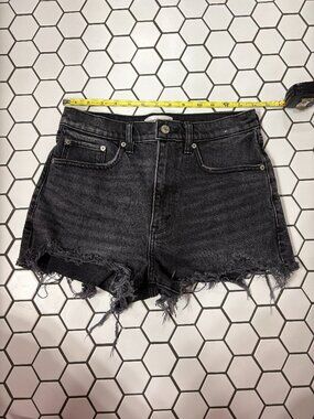 Abercrombie & Fitch The Mom Shorts Black Denim Distressed Size 26